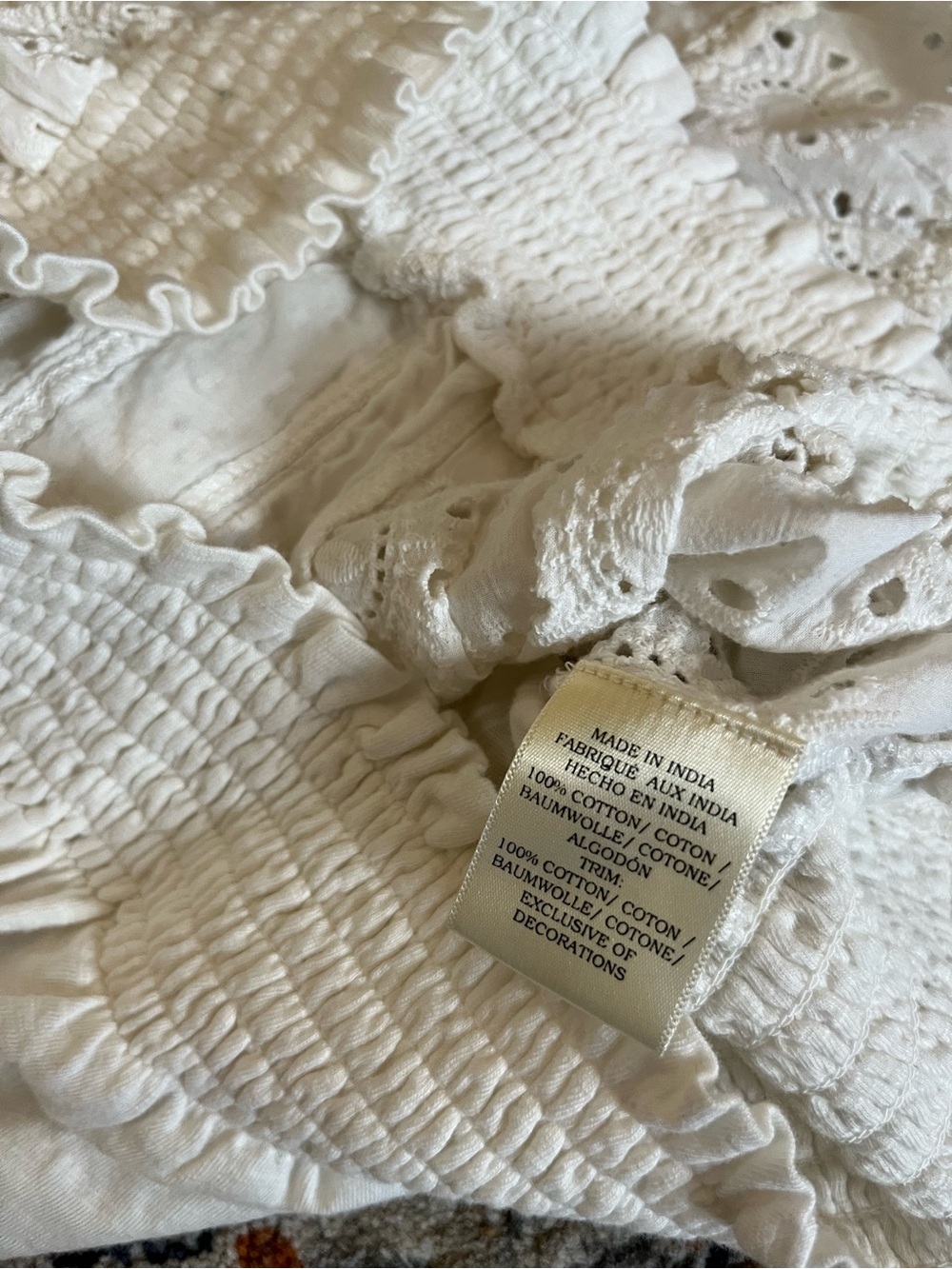 Anthropologie Porridge Freya Eyelet Lace Cotton Puff-Sleeve Blouse Open Back - Picture 6 of 11
